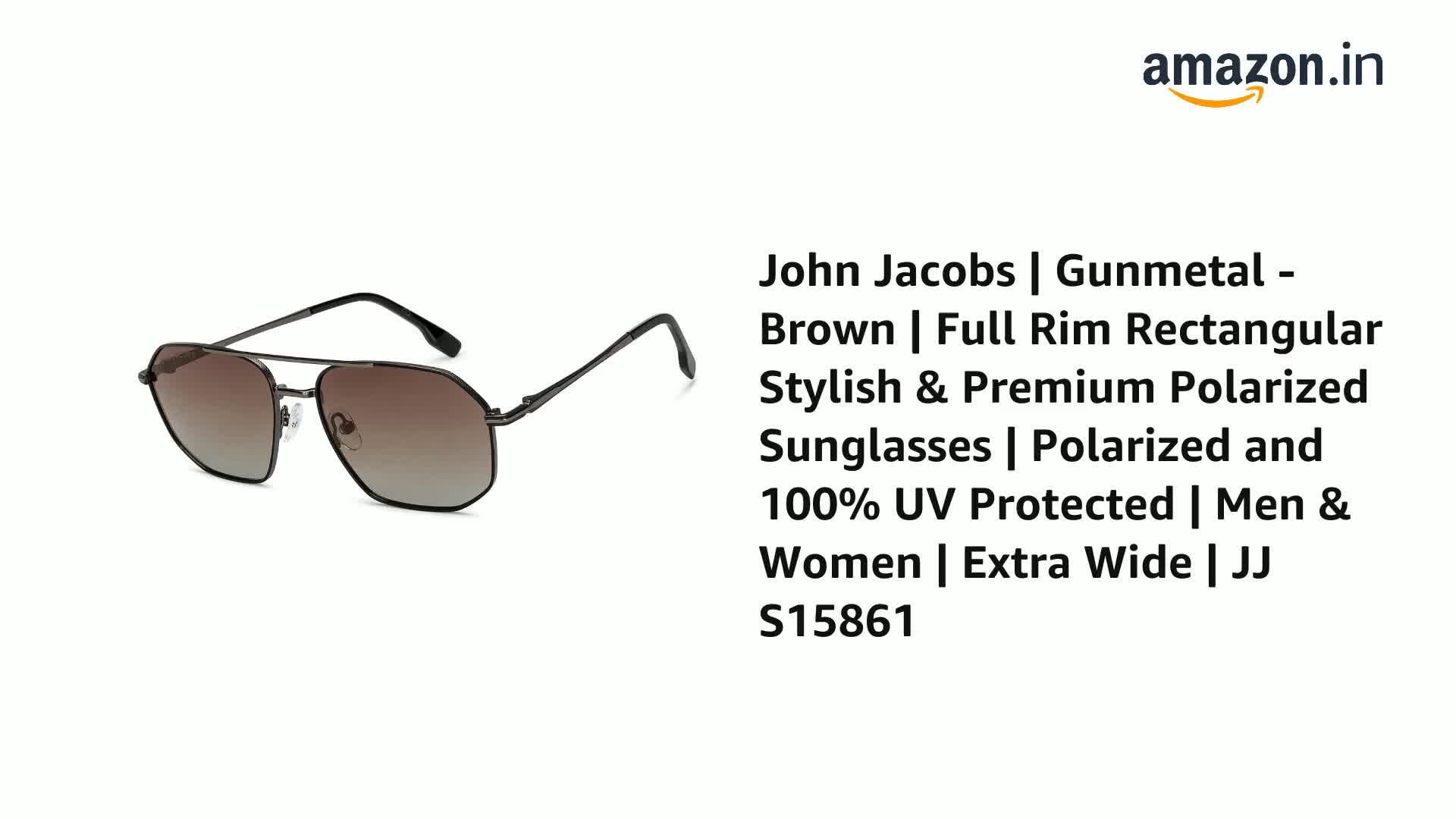 Buy John Jacobs | Gunmetal - Brown | Full Rim Rectangular Stylish